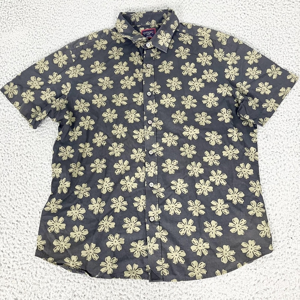 UNTUCKit Shirt Mens Large Floral Hawaiian Short Sleeve Button Up Casual